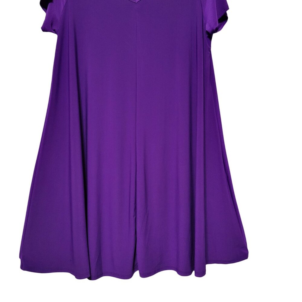 Roamans Size 22/24 1X Dress Stretch Jersey Full Swing Hem Long Purple - Picture 4 of 9